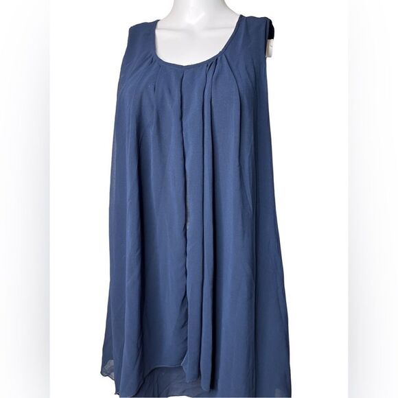 Milly High Neck Sheer Tunic Dress Navy Blue Size Medium - Picture 4 of 6